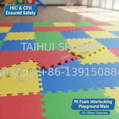 Thảm an toàn PE Foam ghép nối với độ dày 10-100mm và đảm bảo HIC & CFH cho tấm đệm chống sốc sân chơi